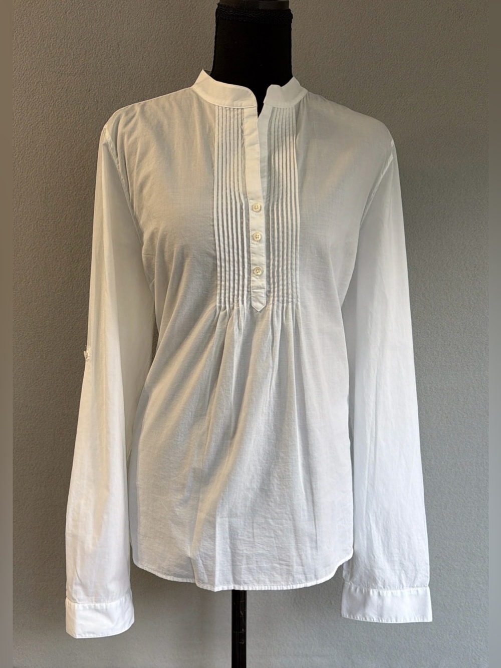 Ann Mashburn Blouse Tunic Lightweight Long Sleeve L Women’s Henley Neck